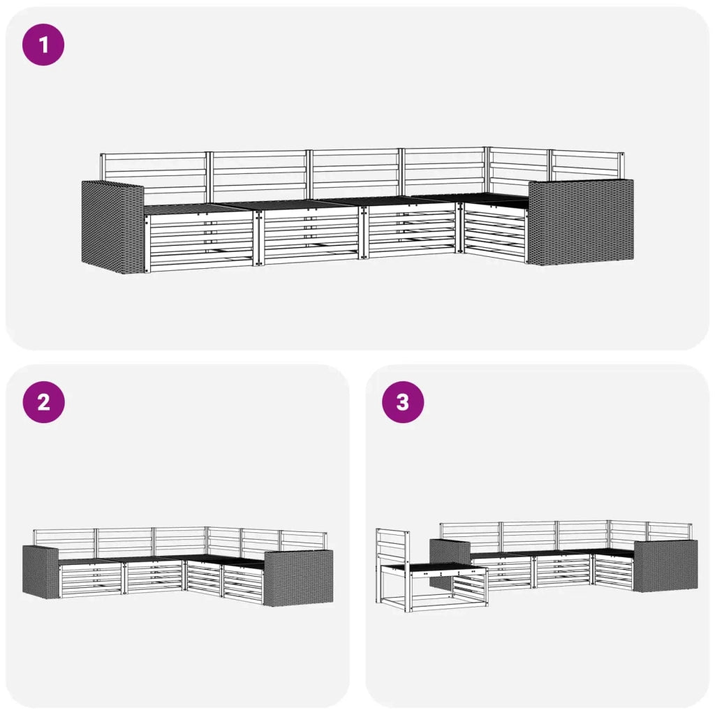 Set di divani da esterno 5 pcs Naturale 331 x 172,5 x 73 cm 3383362
