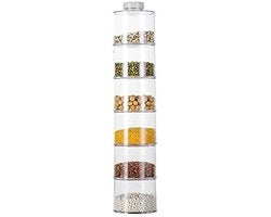 Set di contenitori per spezie 6 pezzi - Stivabile - Translucidi - Leggeri - Per spezie/frutta essiccata - Materiale PS sicuro - Contenitori per spezie