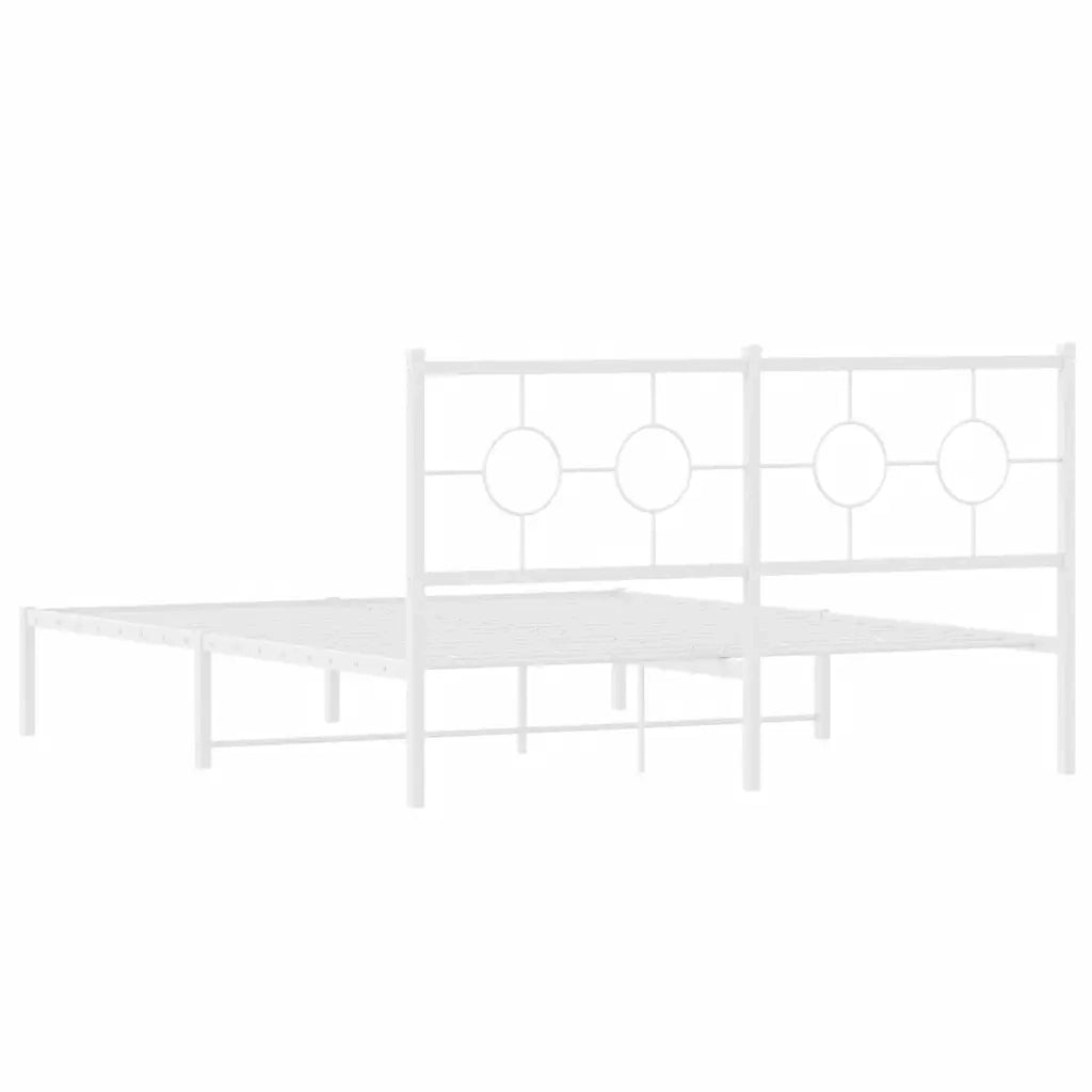 Giroletto con Testiera Metallo Bianco 150x200 cm 376277