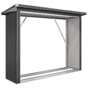 Legnaia, riparo per legna da ardere, acciaio, pavimento rialzato, tetto spiovente, 213 x 66,5 x 150 cm, grigio scuro
