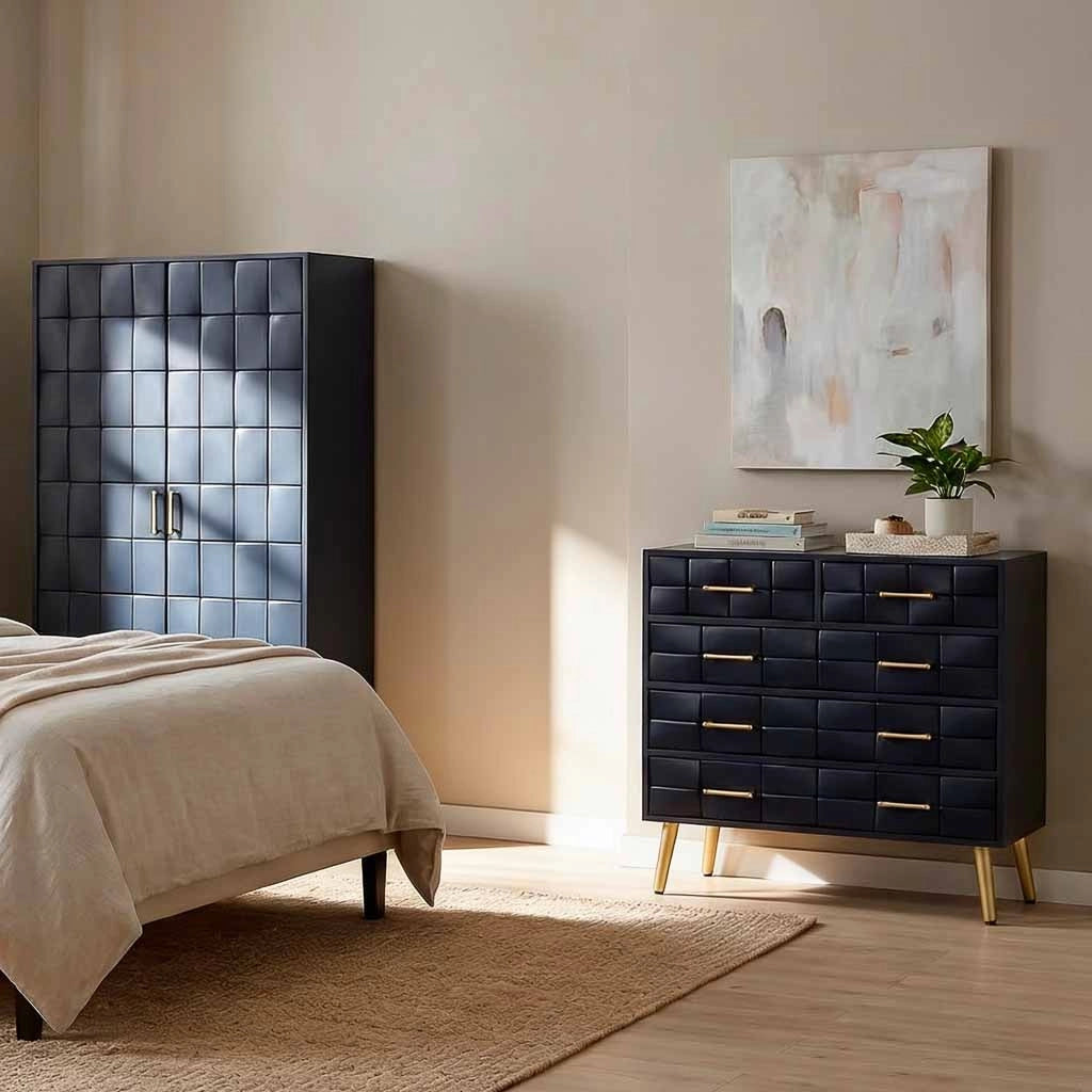 Cassettiera in legno nero 72.5x35x79h cm
