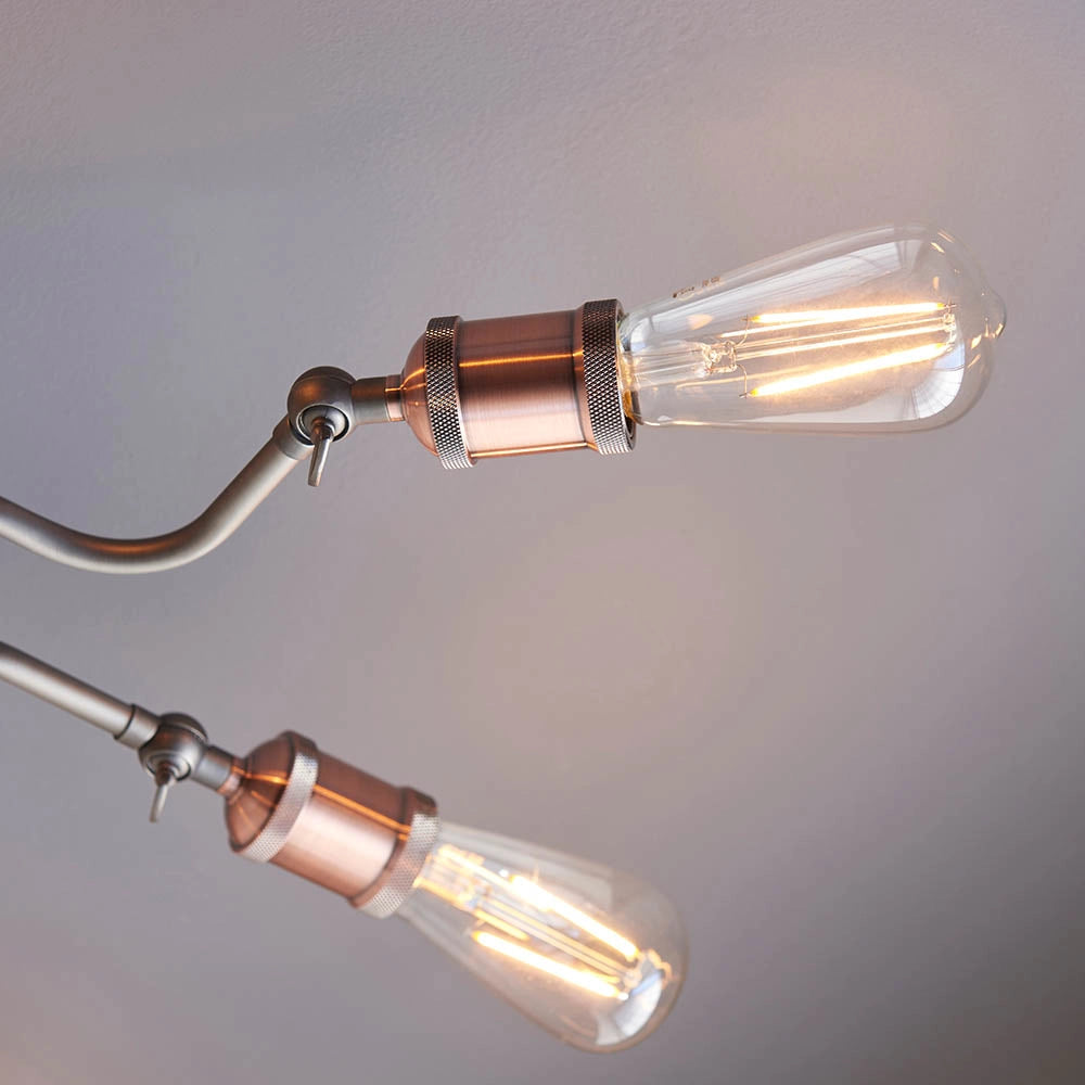 Plafoniera industriale rame anticato 8 luci E27 Endon