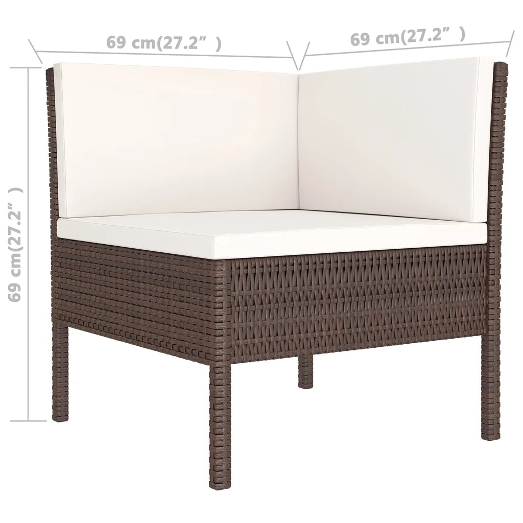 Set Divani da Giardino 11 pz con Cuscini in Polyrattan Marrone 3094583