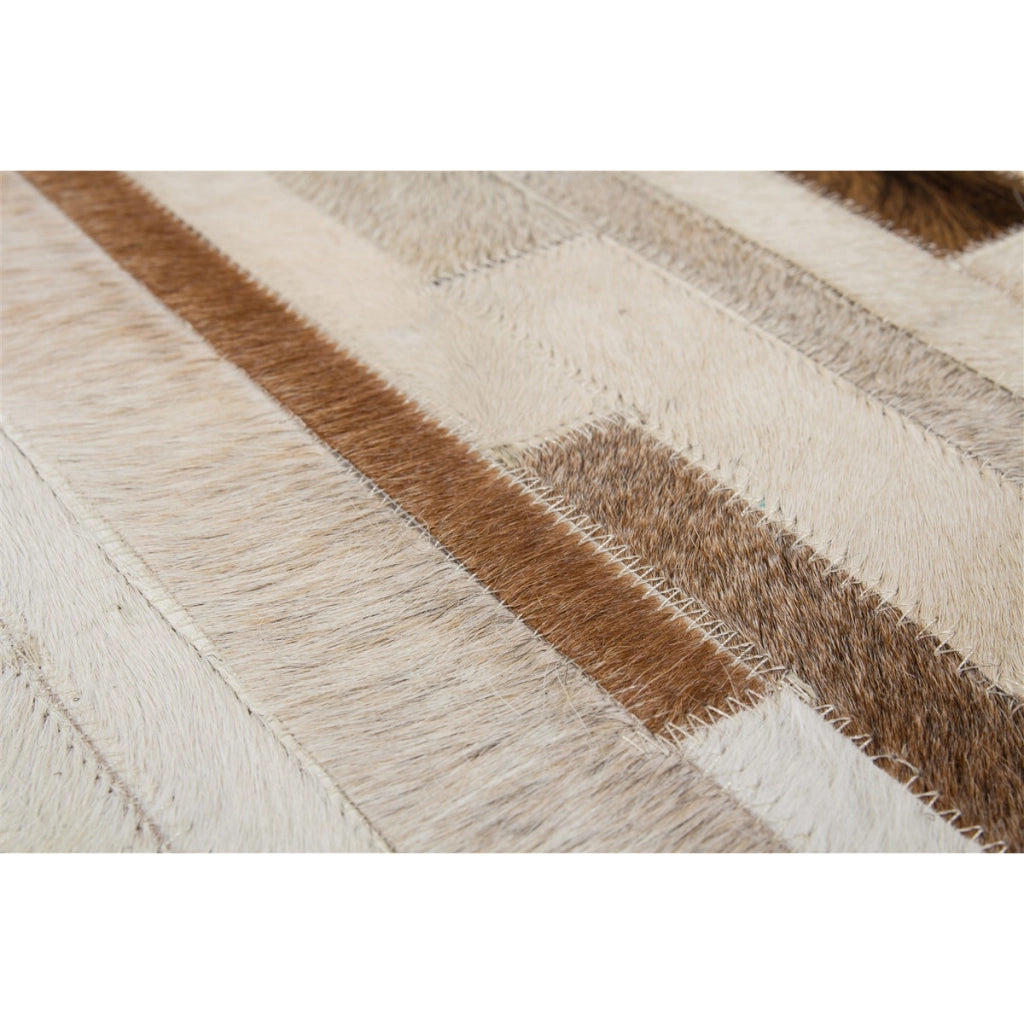 Tappeto Eclipse in vera pelle crema con design a fasce