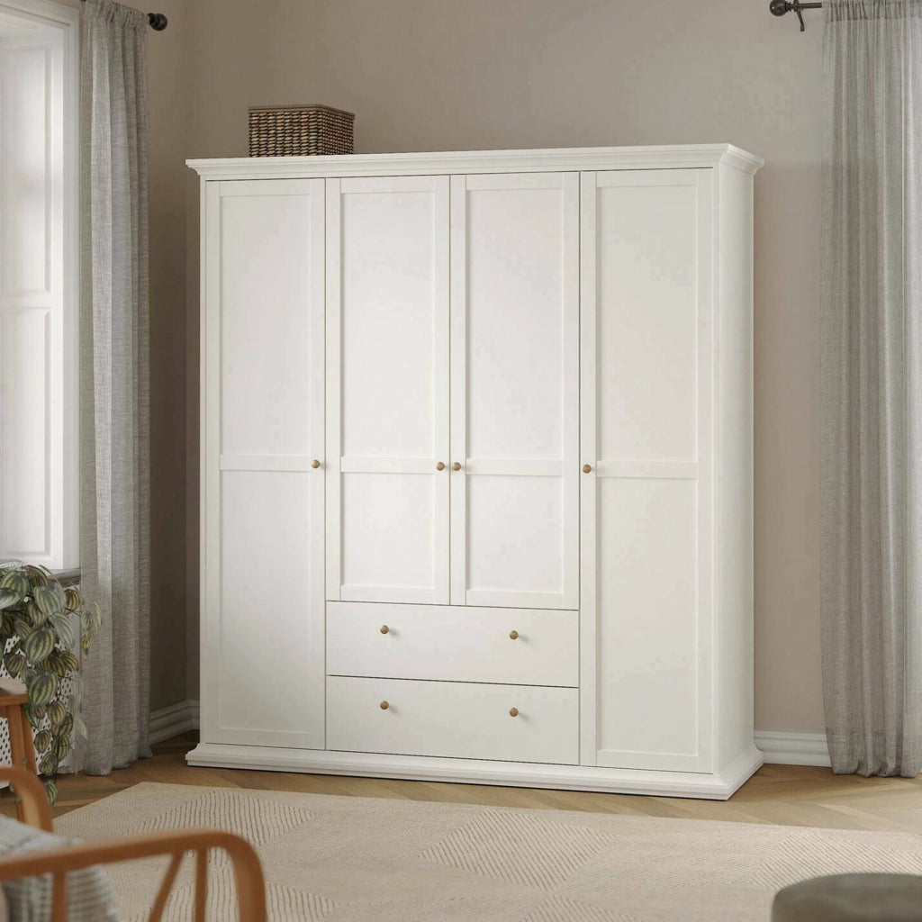 Guardaroba grande Amarena, Mobile camera da letto, Cabina armadio portabiti, Armadio appendiabiti, 181x61 h201 cm, Bianco