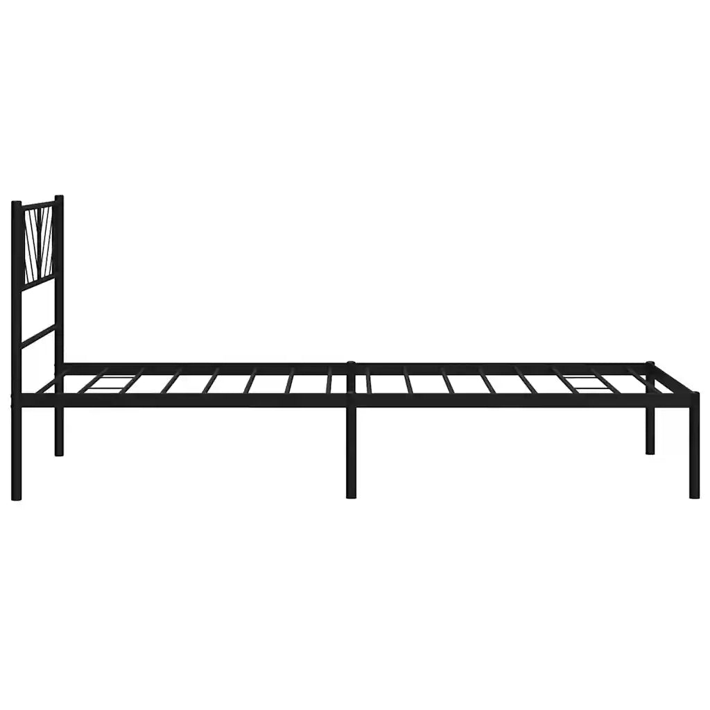 Letto singolo | Letto per adulti | Giroletto con Testiera in Metallo Nero 107x203 cm