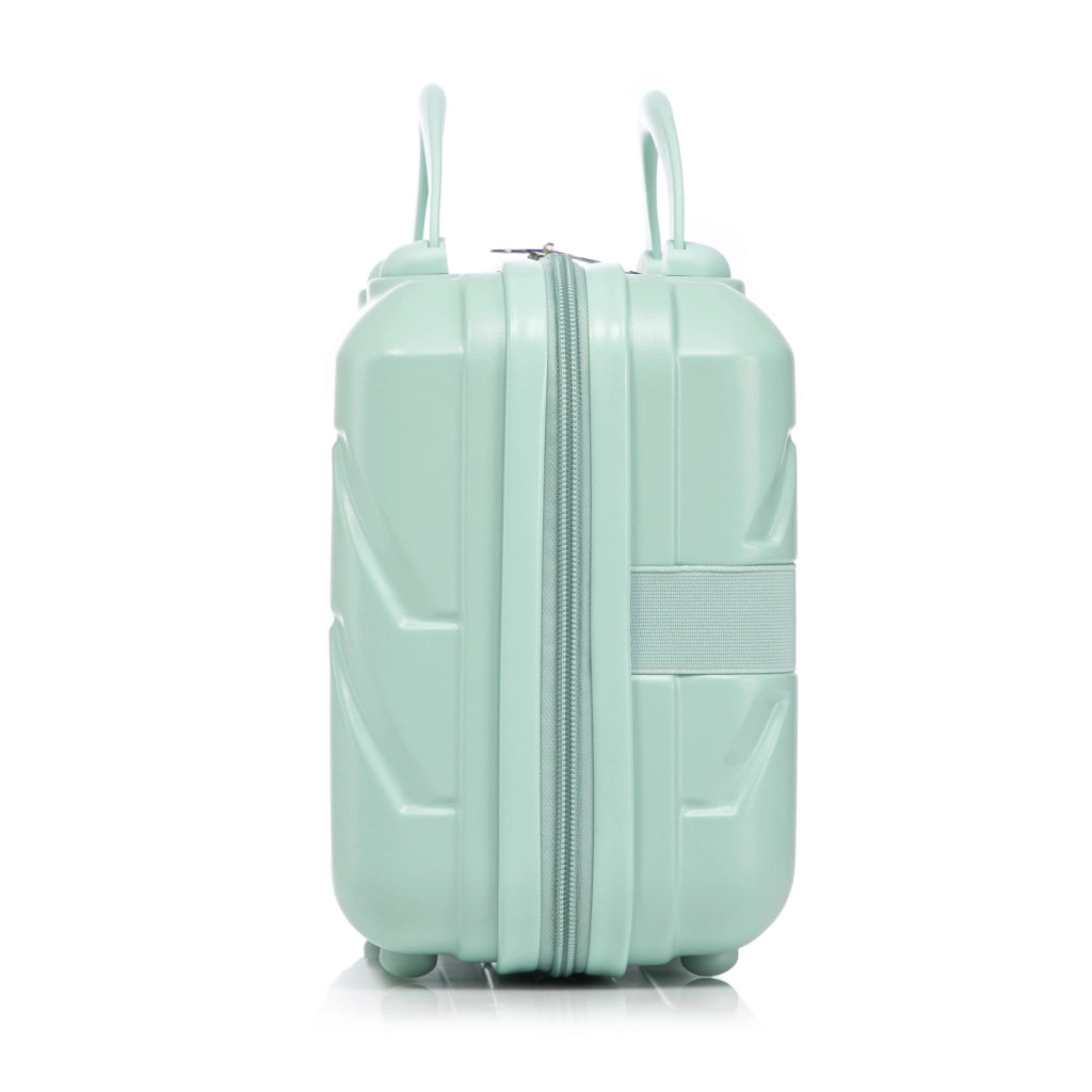 Set di valigie rigido in abs con 4 ruote girevoli, manico telescopico a 3 livelli e borsa 14 pollici, verde menta