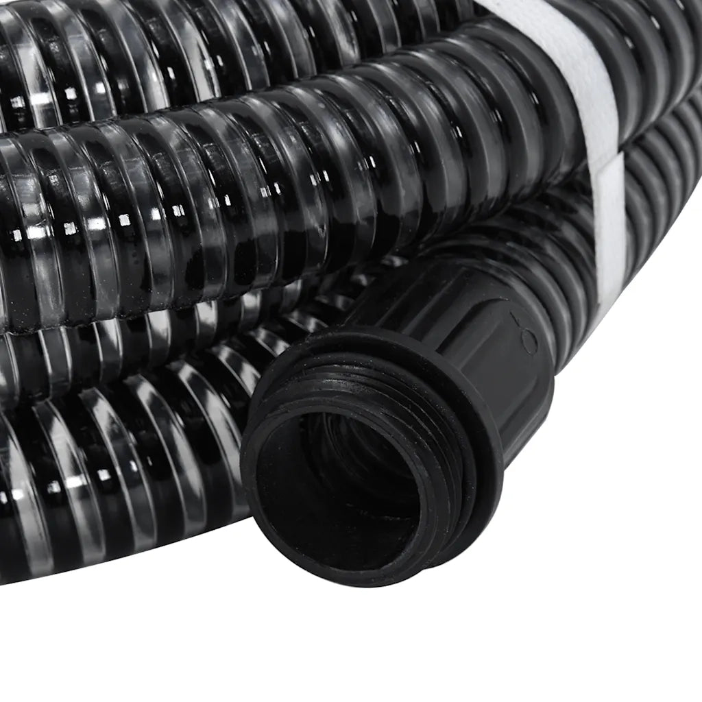 Tubo di Aspirazione con Raccordi in Ottone Nero 1,1" 7 m PVC 151061