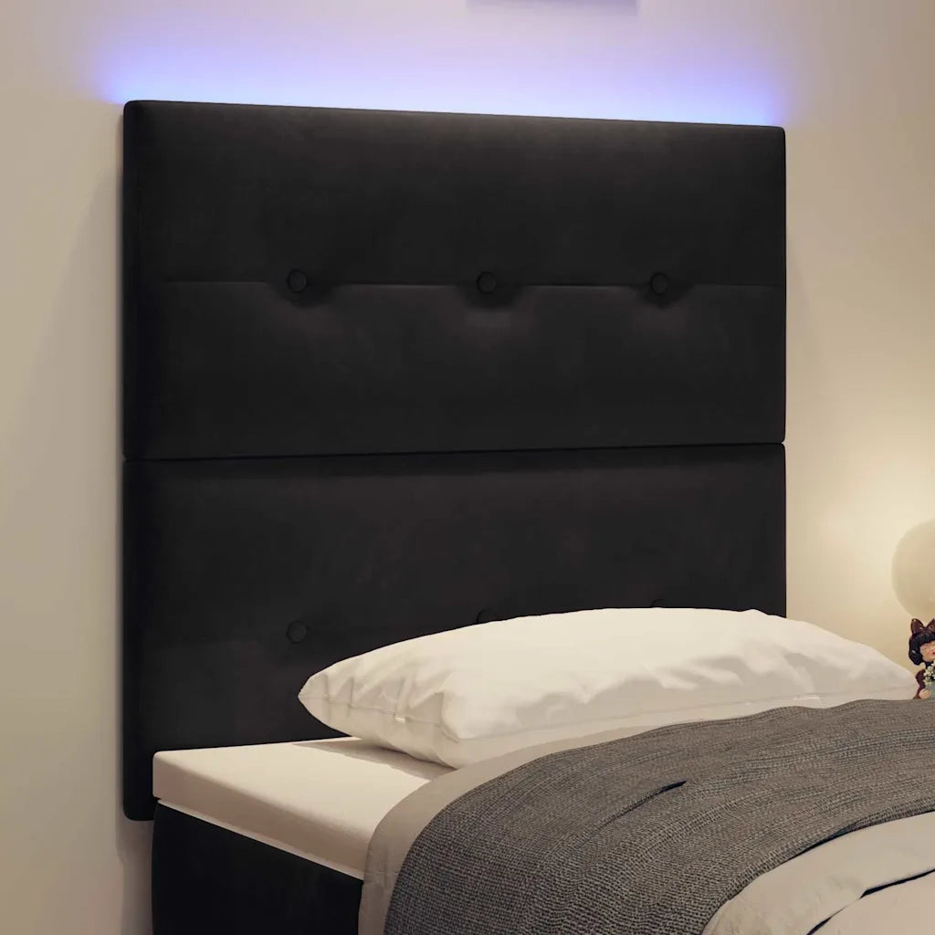 Testiera | Testata LED con strisce LED Nero 100 cm Velluto