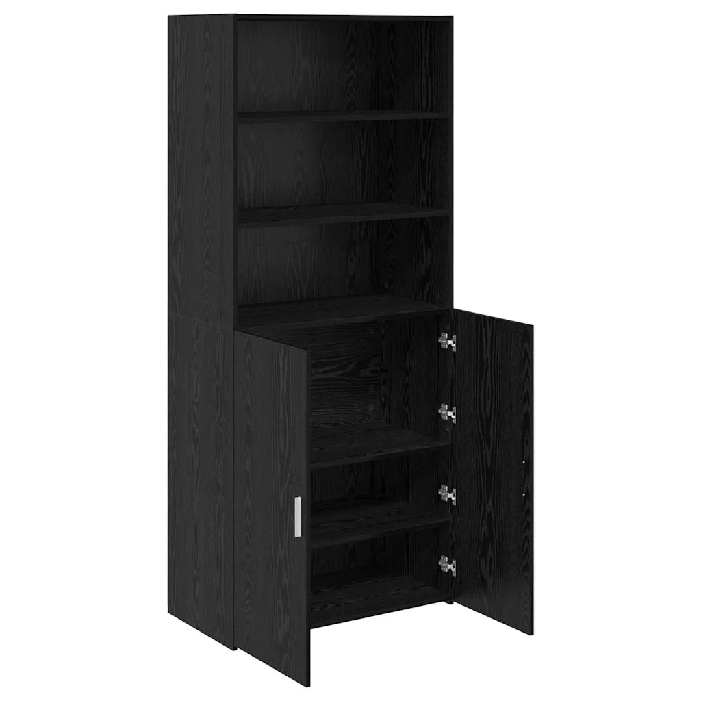 Credenza | Madia | Buffet da pranzo | Armadio da pranzo Rovere Nero 80 x 42,5 x 185 cm Legno multistrato