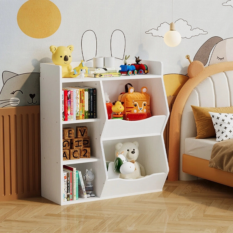 Libreria, mobiletto, contenitore per giocattoli, libri e giornali, 5 scomparti, stile loft