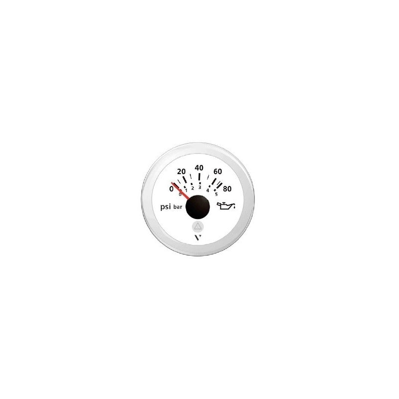 MANOMETRO OLIO 25 BAR INVERT.BIANCO OIL PRESSURE WHITE MAX 10 BAR 12/24V