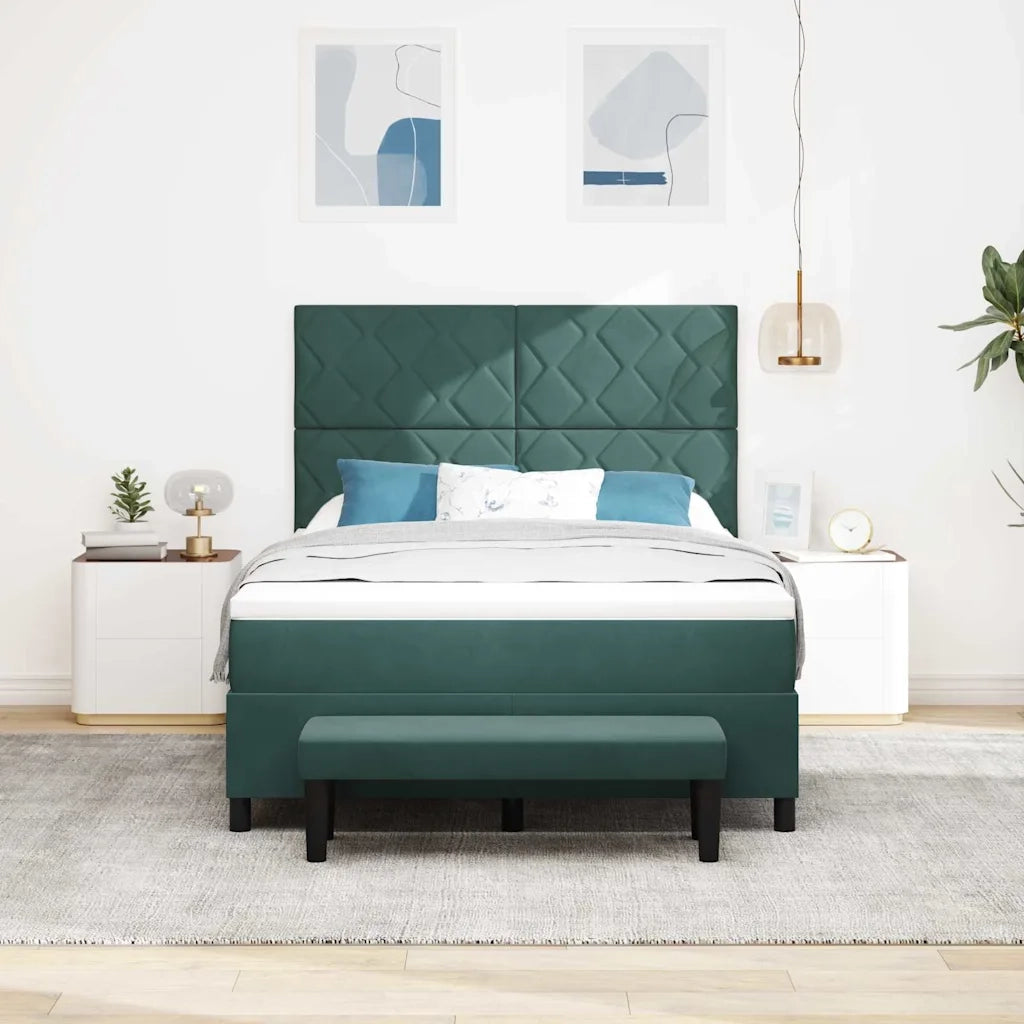 Letto a molle con testiera Verde Scuro 200 x 140 cm Velluto 3344585