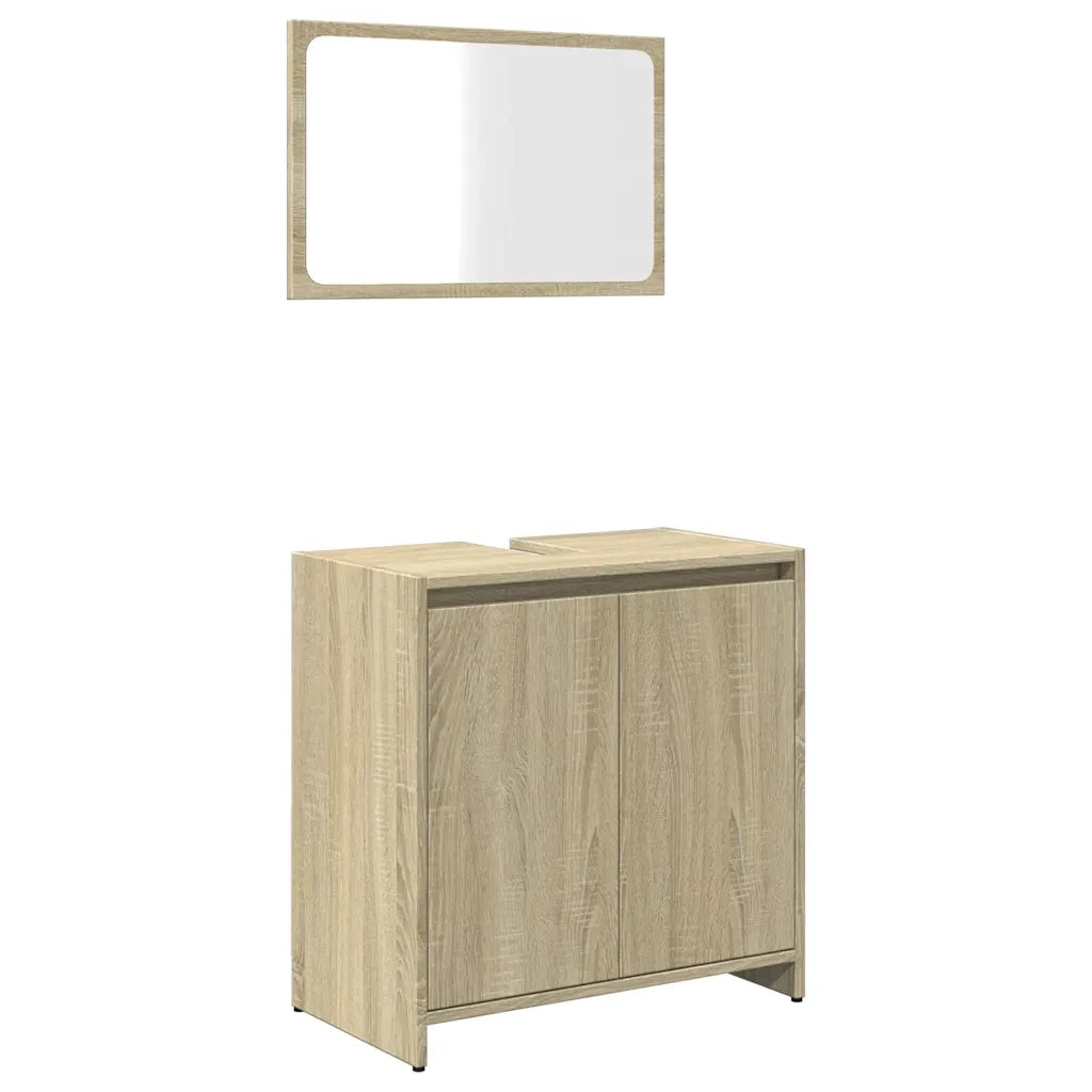 Set Mobili da Bagno | Armadio da bagno 2 pz Rovere Sonoma in Legno Multistrato