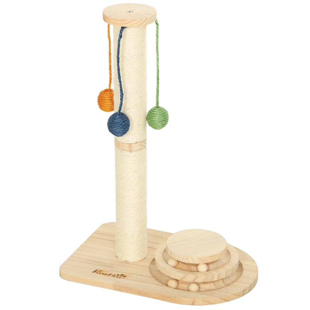 Giocattolo per Gatti con Rascador e Palline ¨C zephmum ¨C Legno Naturale 56.5 cm