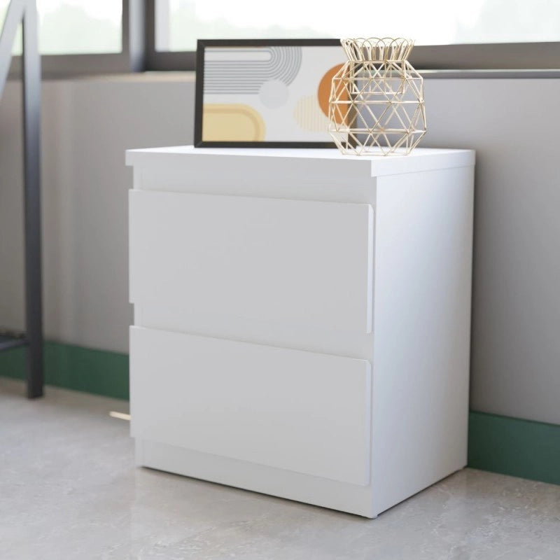 Comodino Morgan 2 cassetti 41.8 x 32.2 x H 49.3 cm. colore bianco