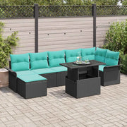 Set Divano da Giardino con cuscino 8 pcs Nero polyrattan 3348332