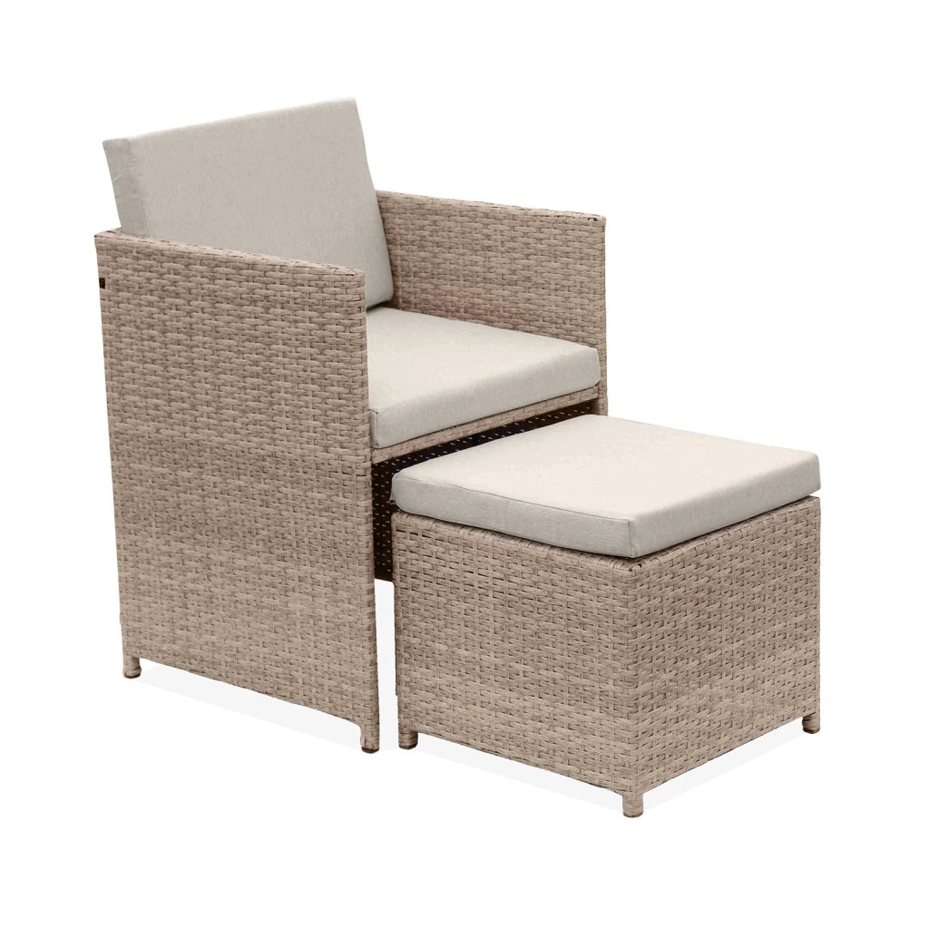 Set tavolo da giardino in resina intrecciata con 4-8 posti, beige