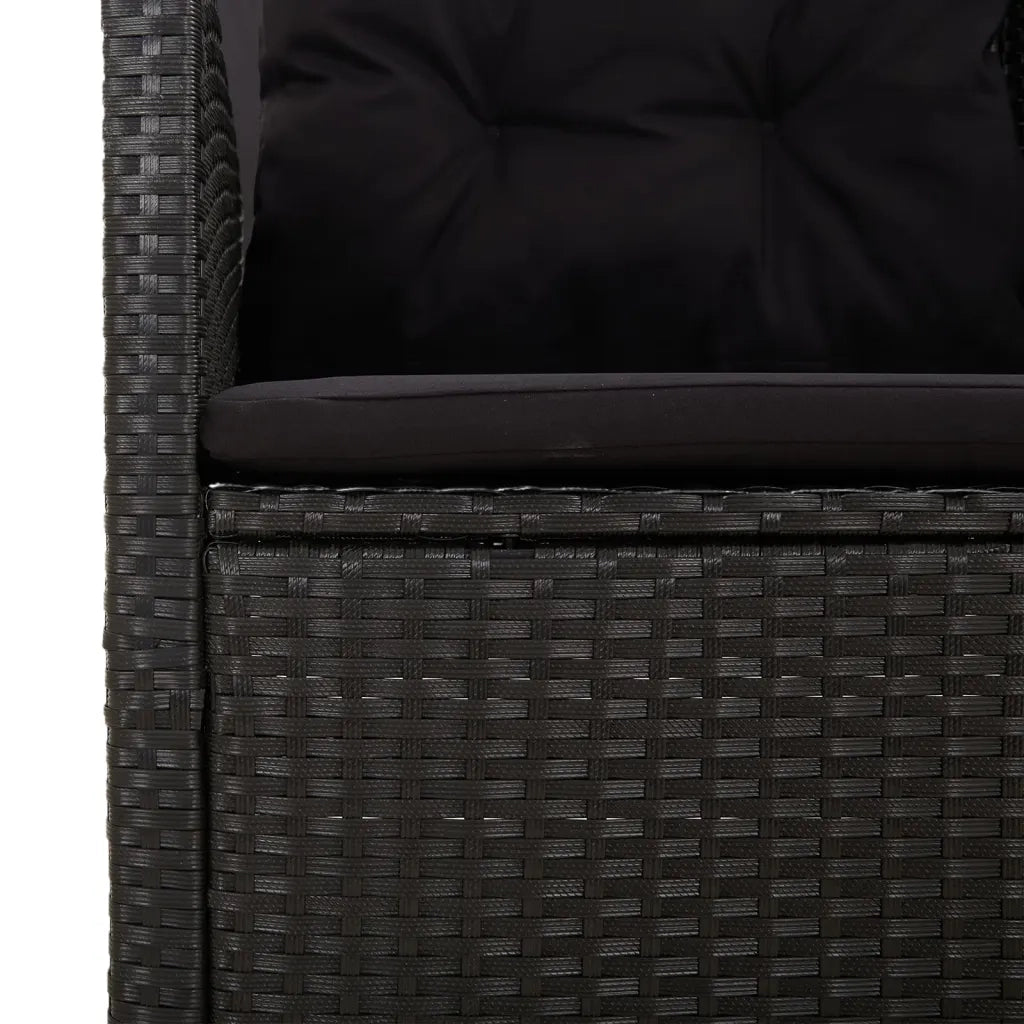 Divano Angolare Reclinabile con Cuscini in Polyrattan Nero 362181