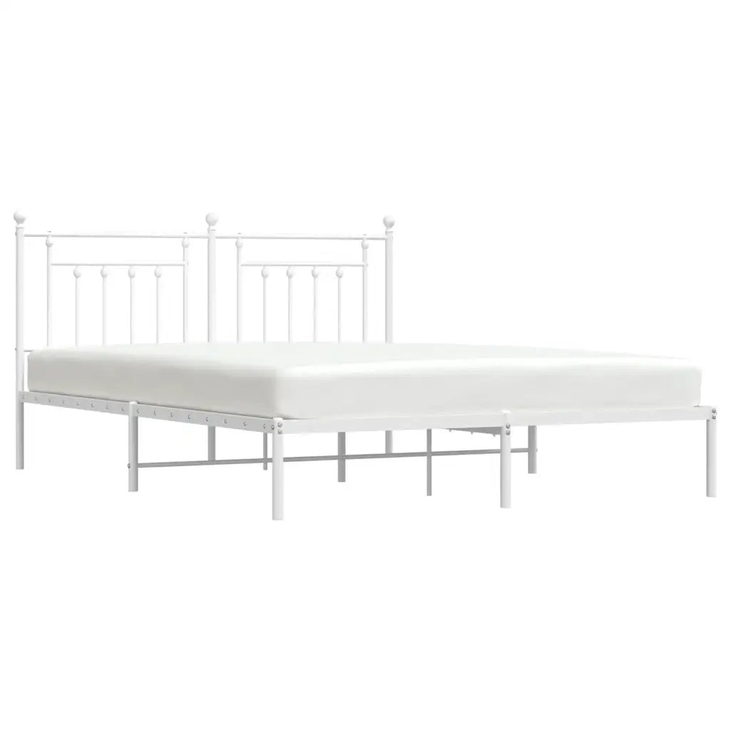 Letto matrimoniale | Letto per adulti | Giroletto con Testiera Metallo Bianco 180x200 cm