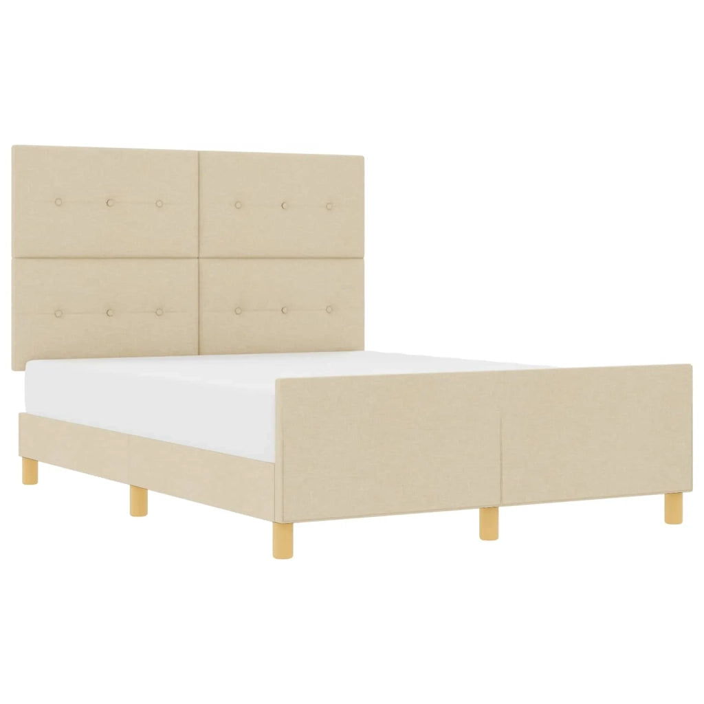 Struttura del letto con testiera Crema 160 x 200 cm Tessuto