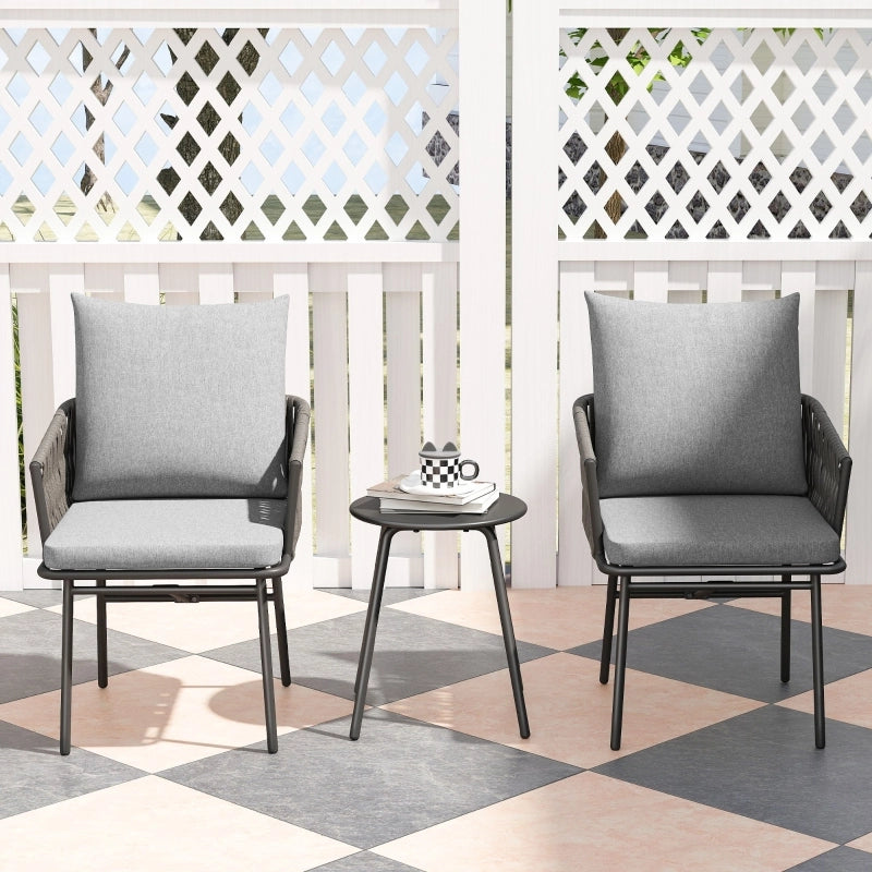 Set da bistrot in rattan composto da 3 pezzi, con sedute, set di mobili da giardino con 2 sedie da giardino, tavolino, cuscini sfoderabili, set di