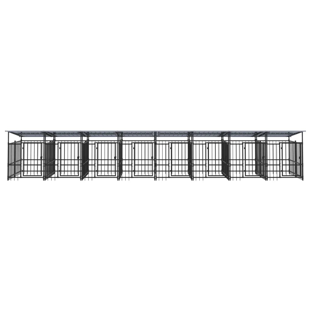 Gabbia per Cani da Esterno con Tetto in Acciaio 15,02 m² 3124595