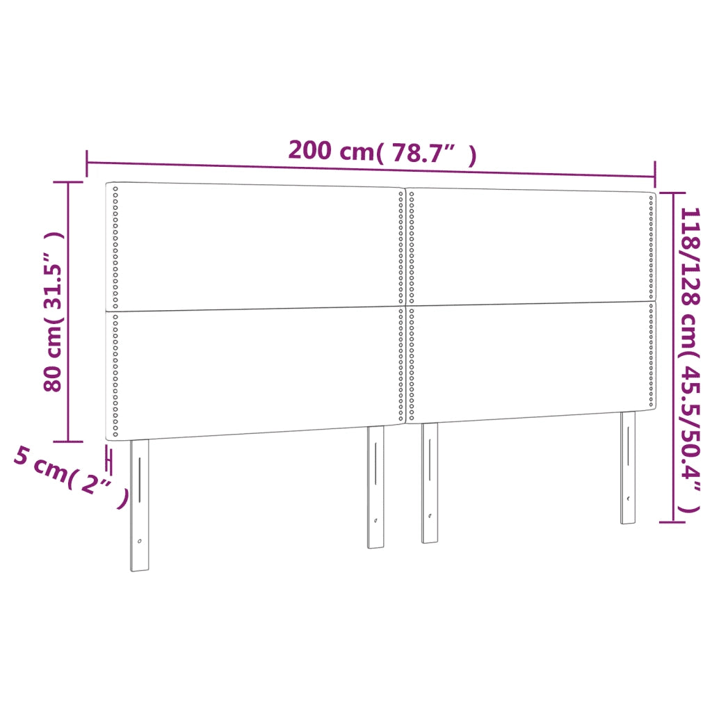 Testiera | Testata a LED Nera 200x5x118/128cm in Similpelle