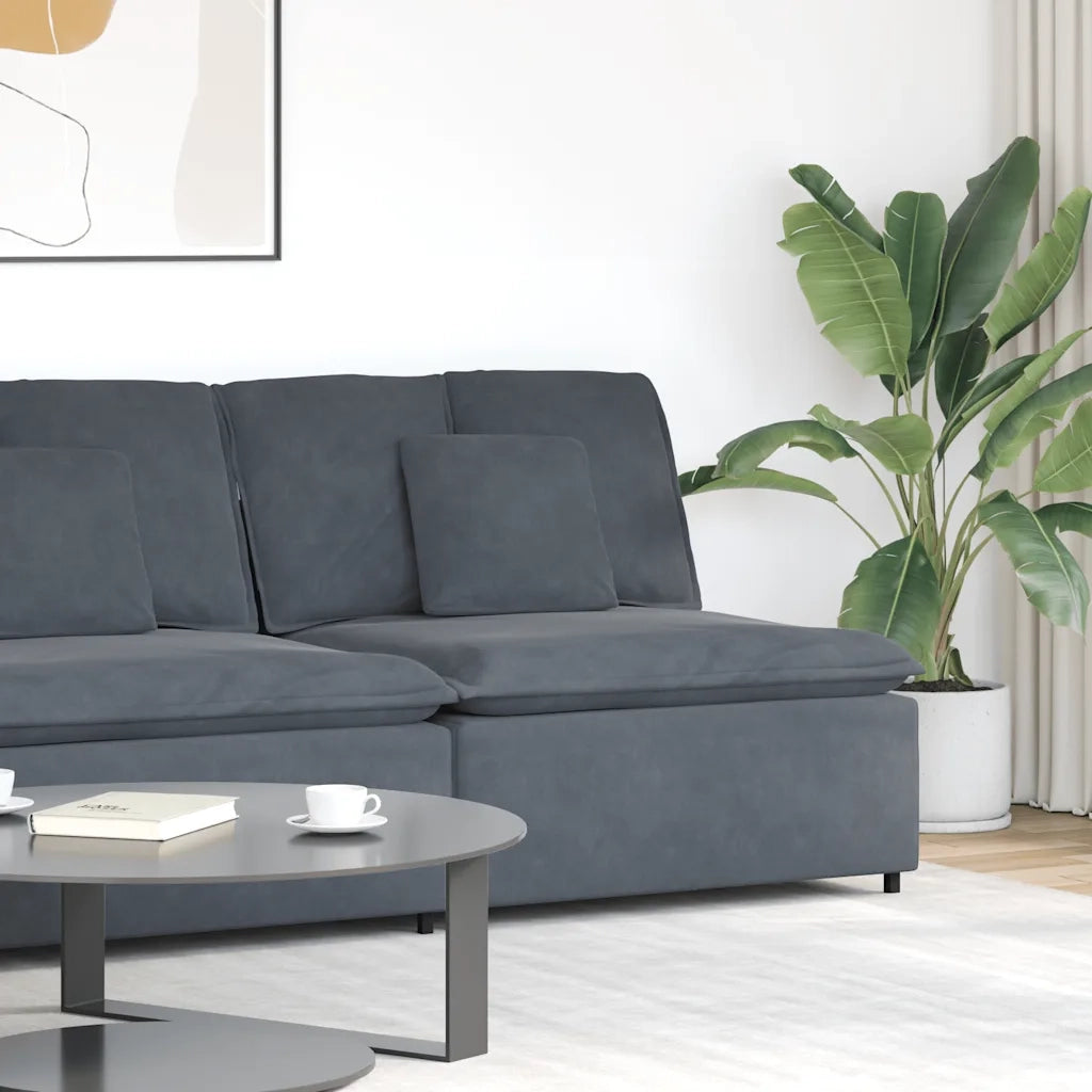 Modulo Centrale Divano Modulare con Cuscini Grigio Scuro 100 cm 212653