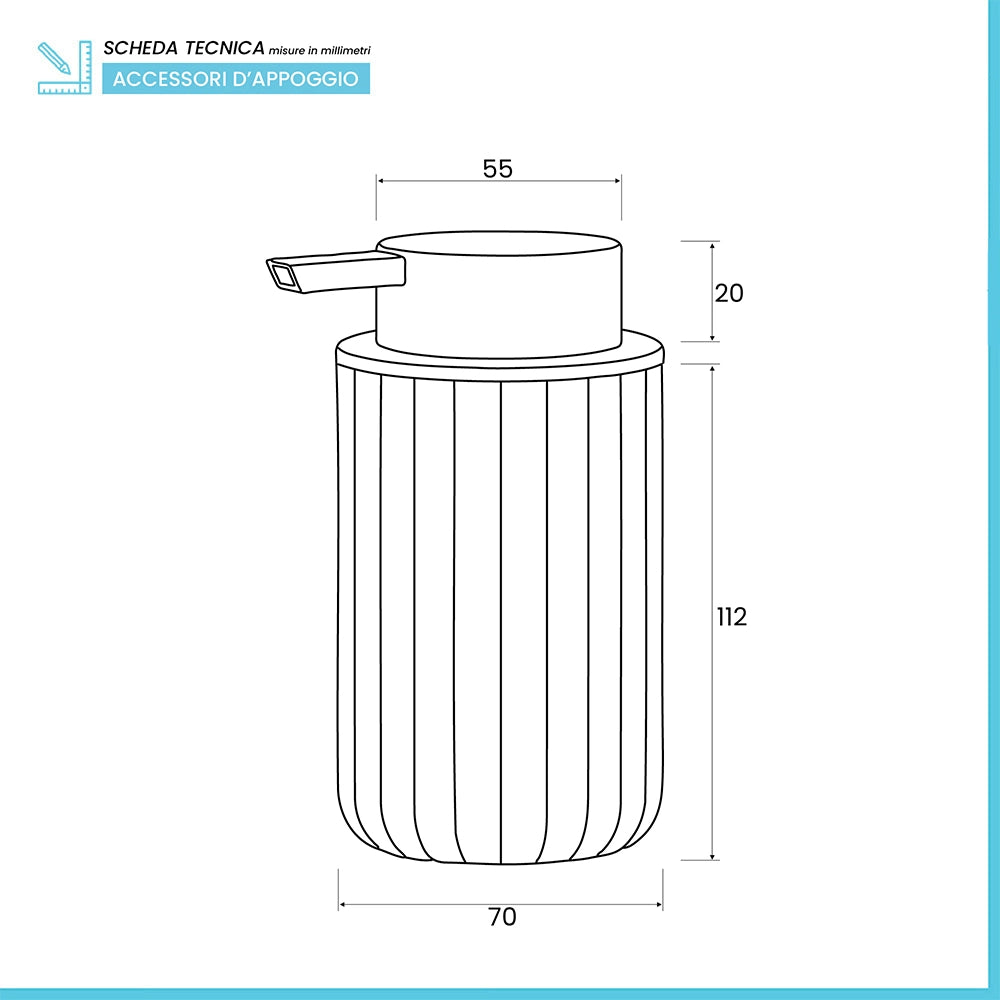 Dispenser sapone nero con dosatore cromato in gomma termoplastica - Gummy