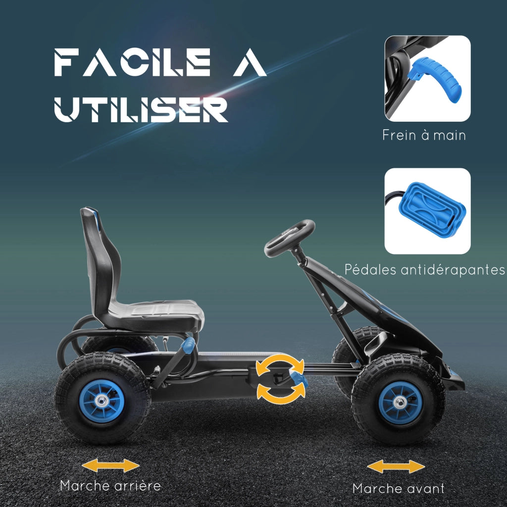 Triciclo a Pedali per Bambini ¨C zephmum ¨C Blu e Nero, Regolabile, 5-12 Anni