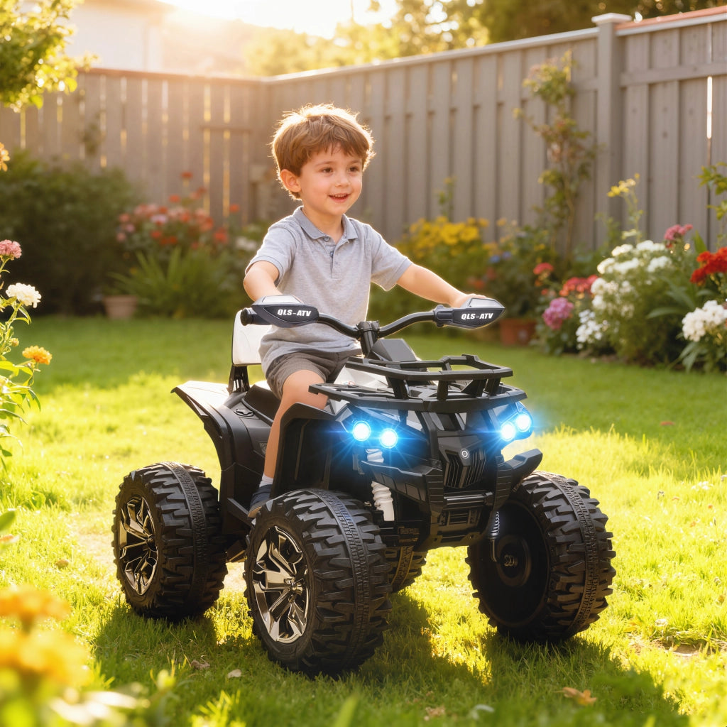 Quad Buggy Elettrico per Bambini 12V 8 Km/h ¨C Xylo ¨C Bianco Nero con Luci e Suoni
