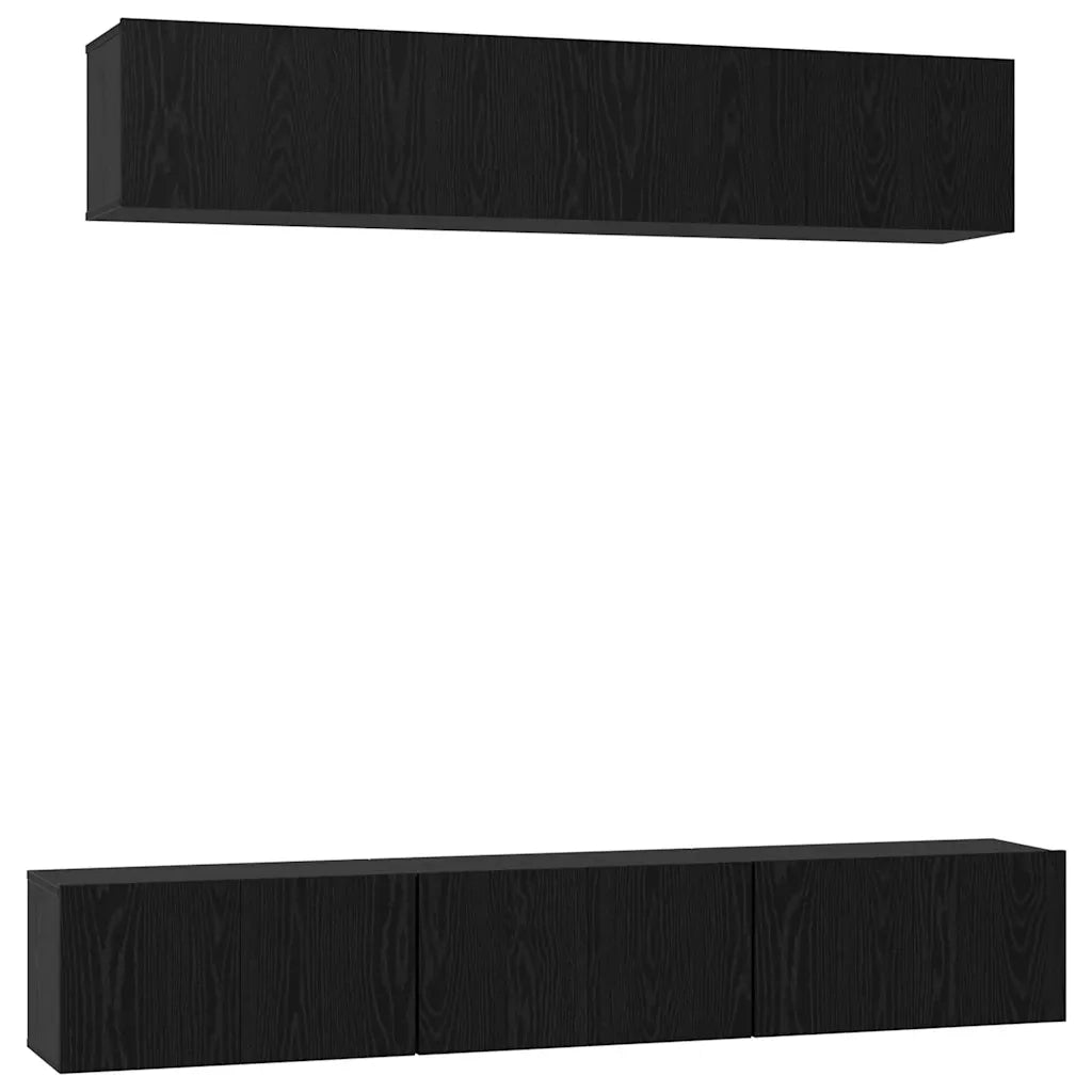 Set mobile TV 5 pz | Armadietto TV | Mobile Porta TV Rovere Nero Legno multistrato