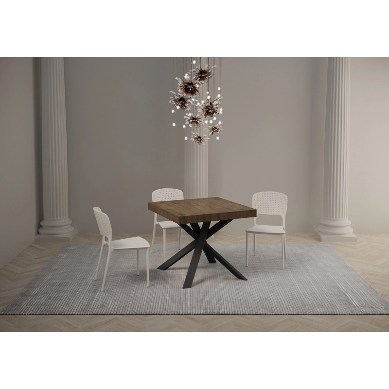 Tavolo allungabile 90x90/194 cm Clerk piano - gambe Antracite - Noce