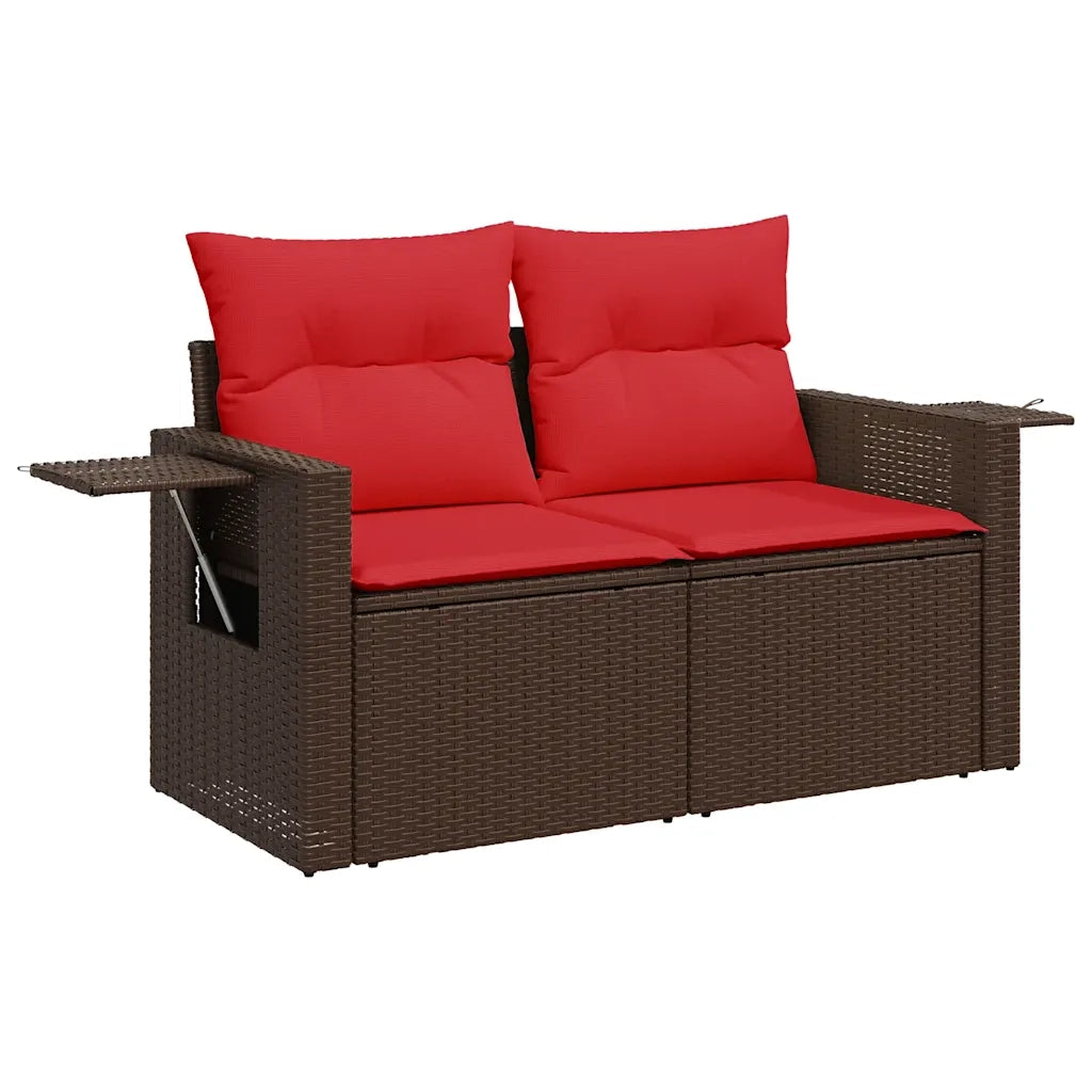 Set Divani da Giardino 10 pz con Cuscini Marrone in Polyrattan 3220633