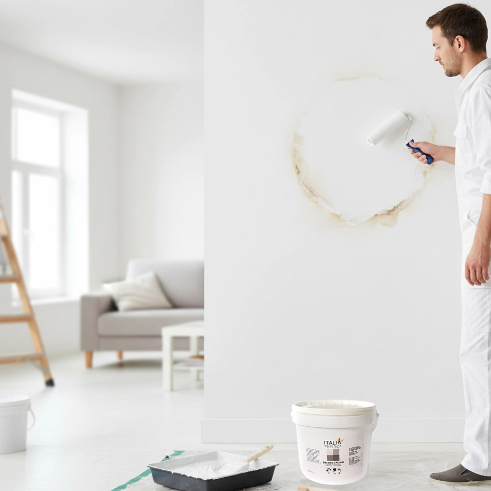 Sbiancafumo pittura acrilica bianco antimacchia e antialone *** formato 2.5 lt, confezione 1