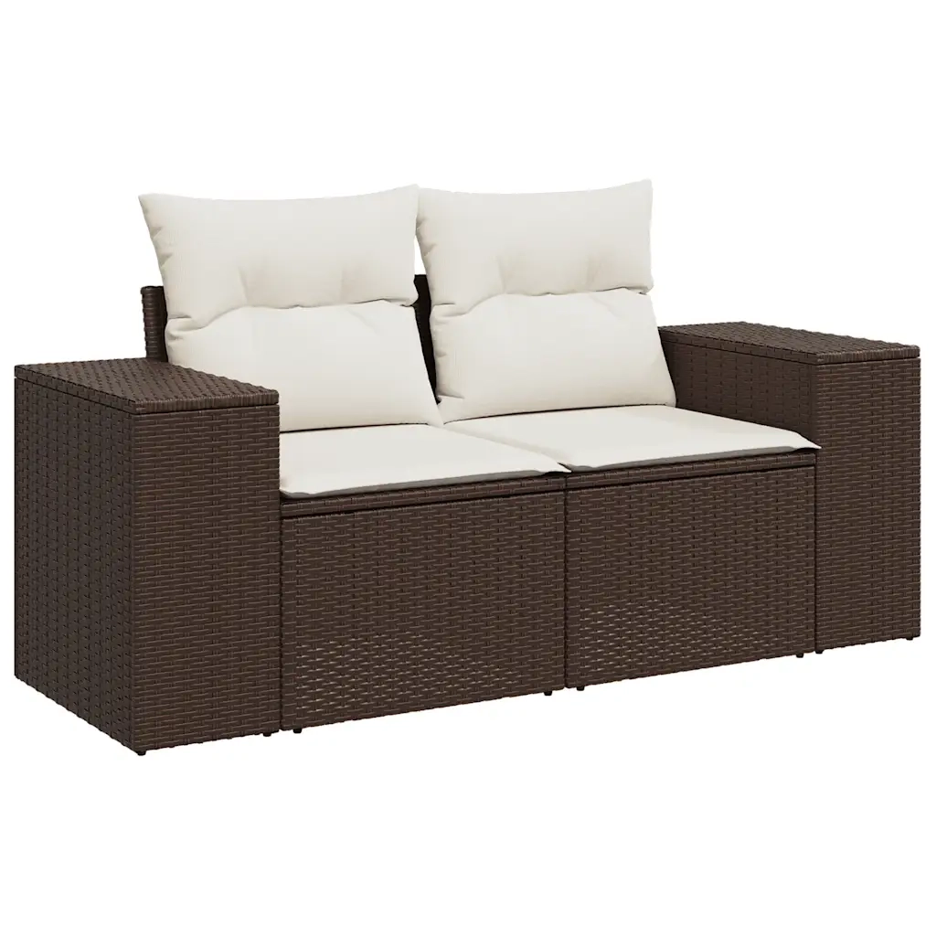 Set Divani da Giardino 10pz con Cuscini in Polyrattan Marrone 3223062