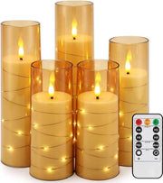 Set di 5 candele a LED con fiamma oscillante - Kit con funzione timer e controllo remoto - Fiamma LED realistica - 10 pulsanti
