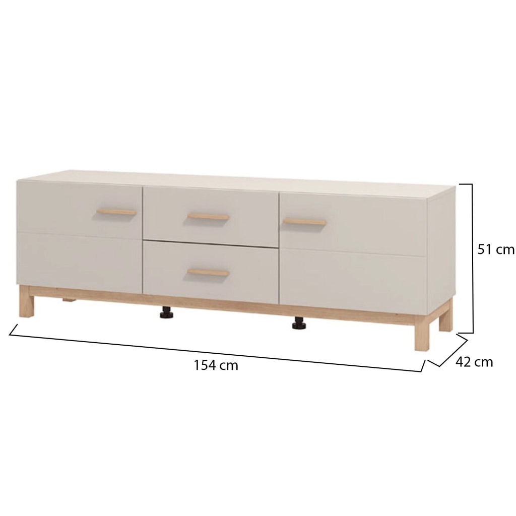 Paduli, Mobile Porta tv 2 Cassetti, 154x41.5x50.5h cm Beige