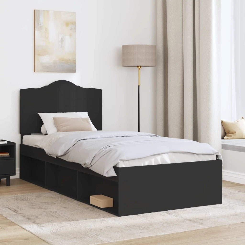 Struttura del letto con testiera Nero 75 x 190 cm Pino massello 3413372