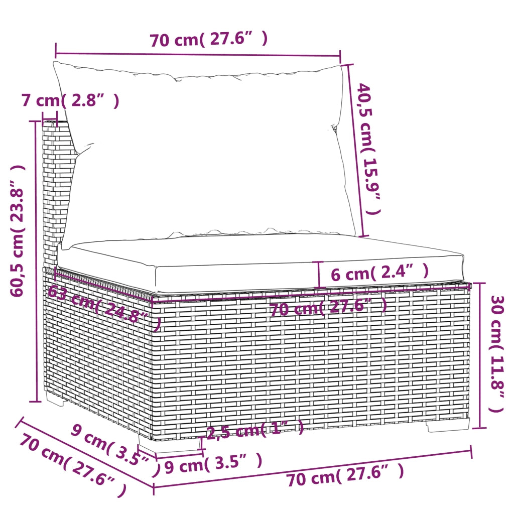 Set Divani da Giardino 5 pz con Cuscini in Polyrattan Marrone 3101435