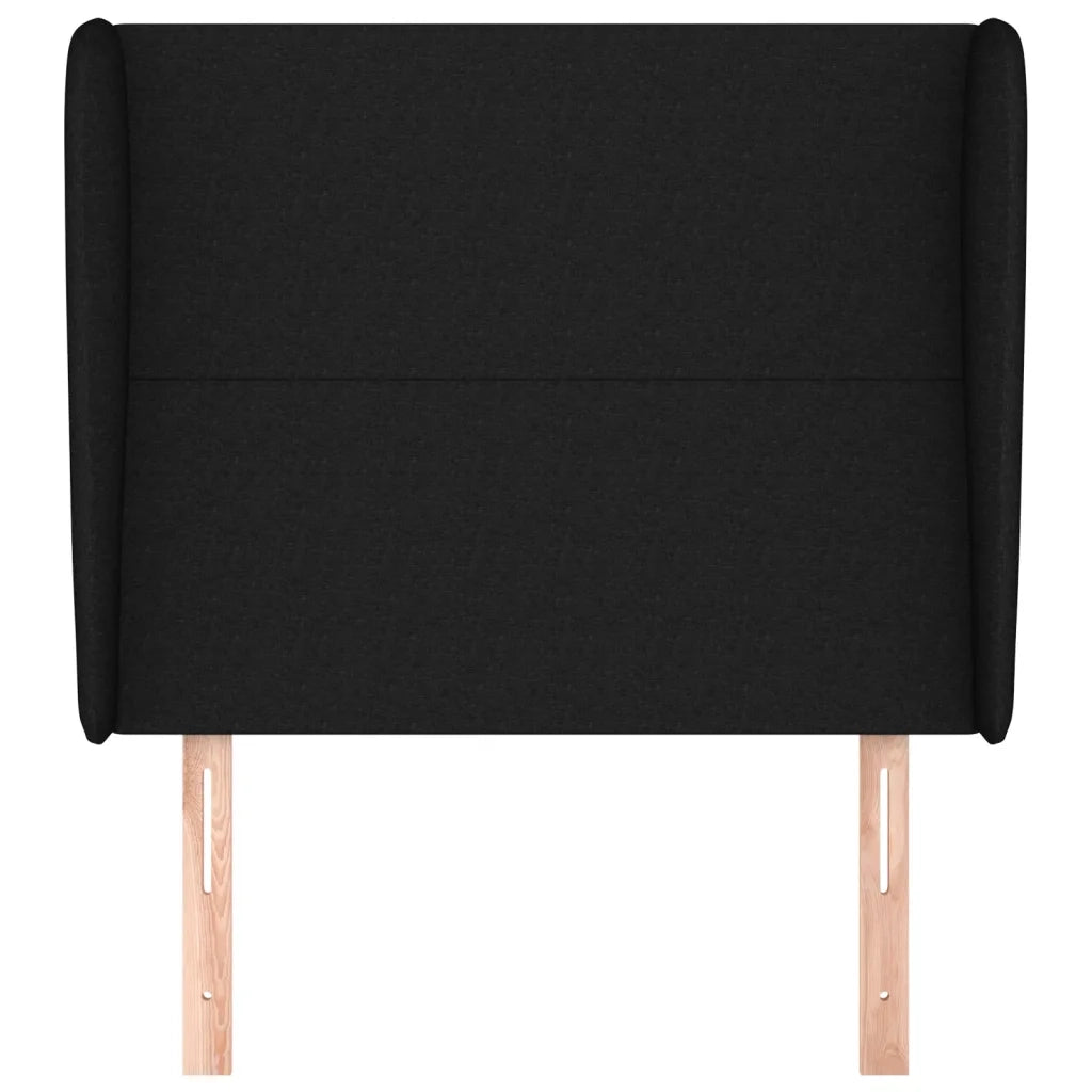 Testiera | Testata ad Orecchio Nera 83x23x118/128 cm in Tessuto