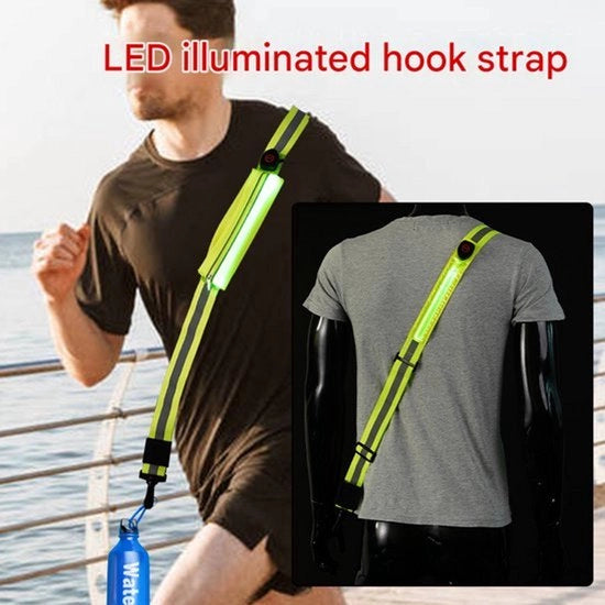 Vestito per camminare e correre al buio, cintura con fascia riflettente caricabile via USB, borsa con LED, cerniera e striscia riflettente per cover smartphone