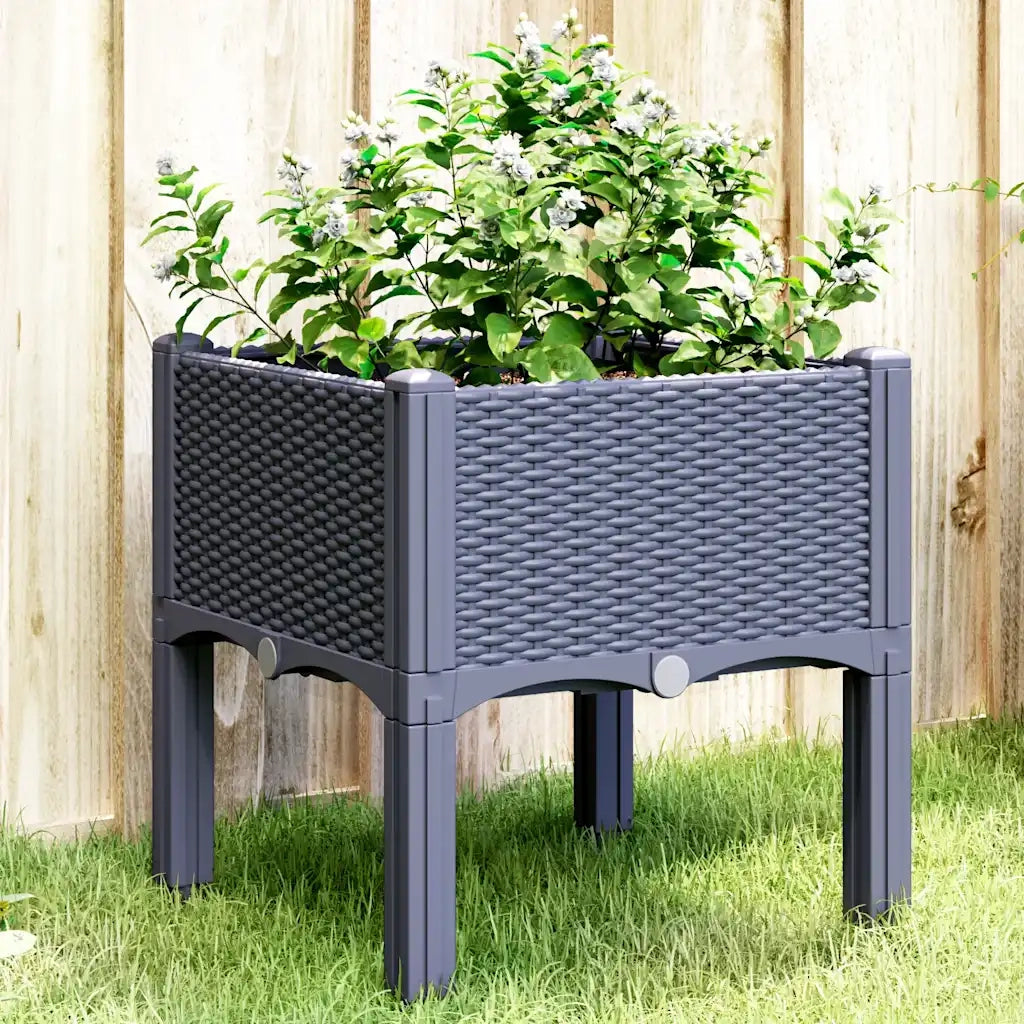 Fioriera da Giardino con Gambe Grigio Blu 40x40x42 cm in PP 367886