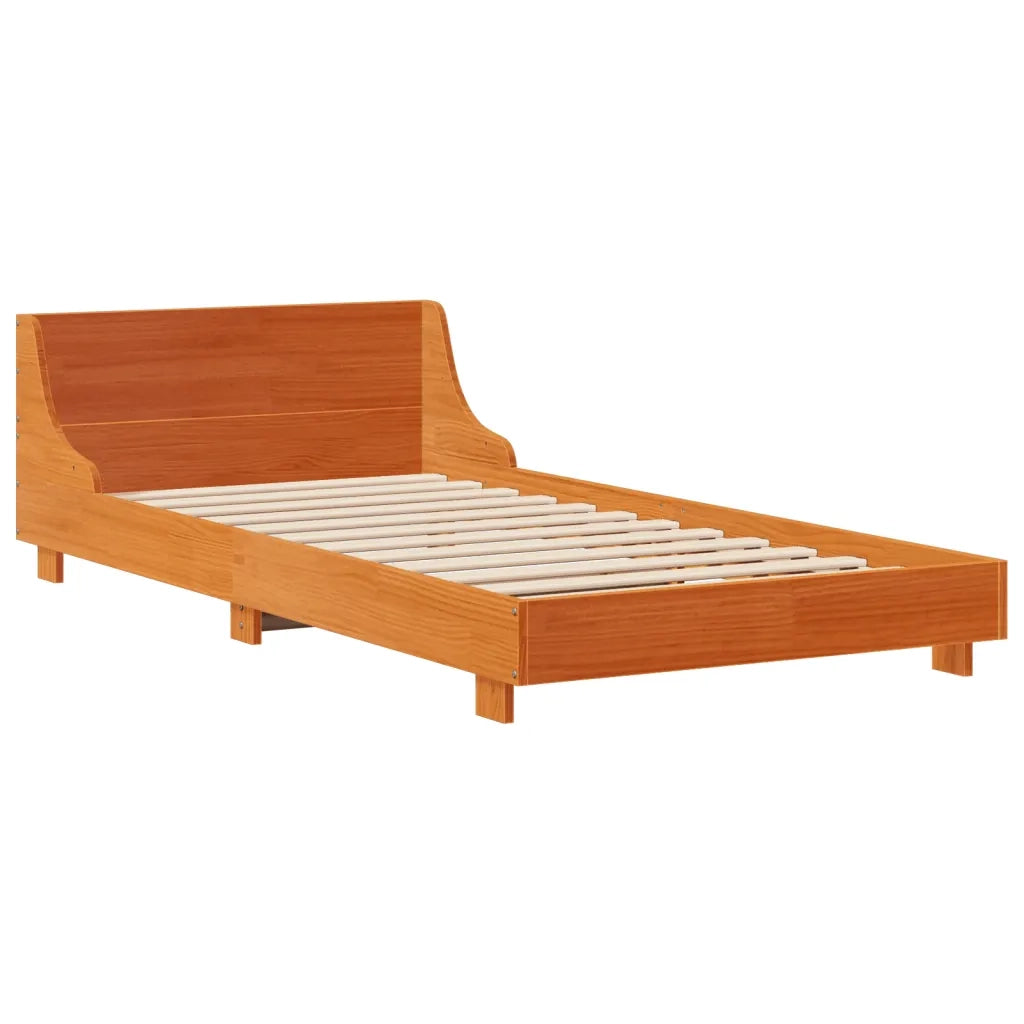 Letto senza Materasso-Struttura Letto Marrone Cera 75x190 cm in Legno di Pino 678523