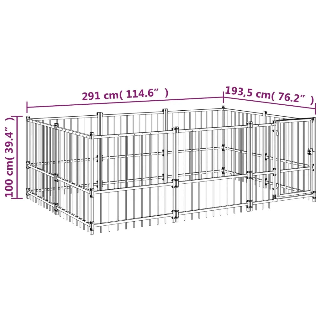 Gabbia per Cani da Esterno in Acciaio 5,63 m² 3124599