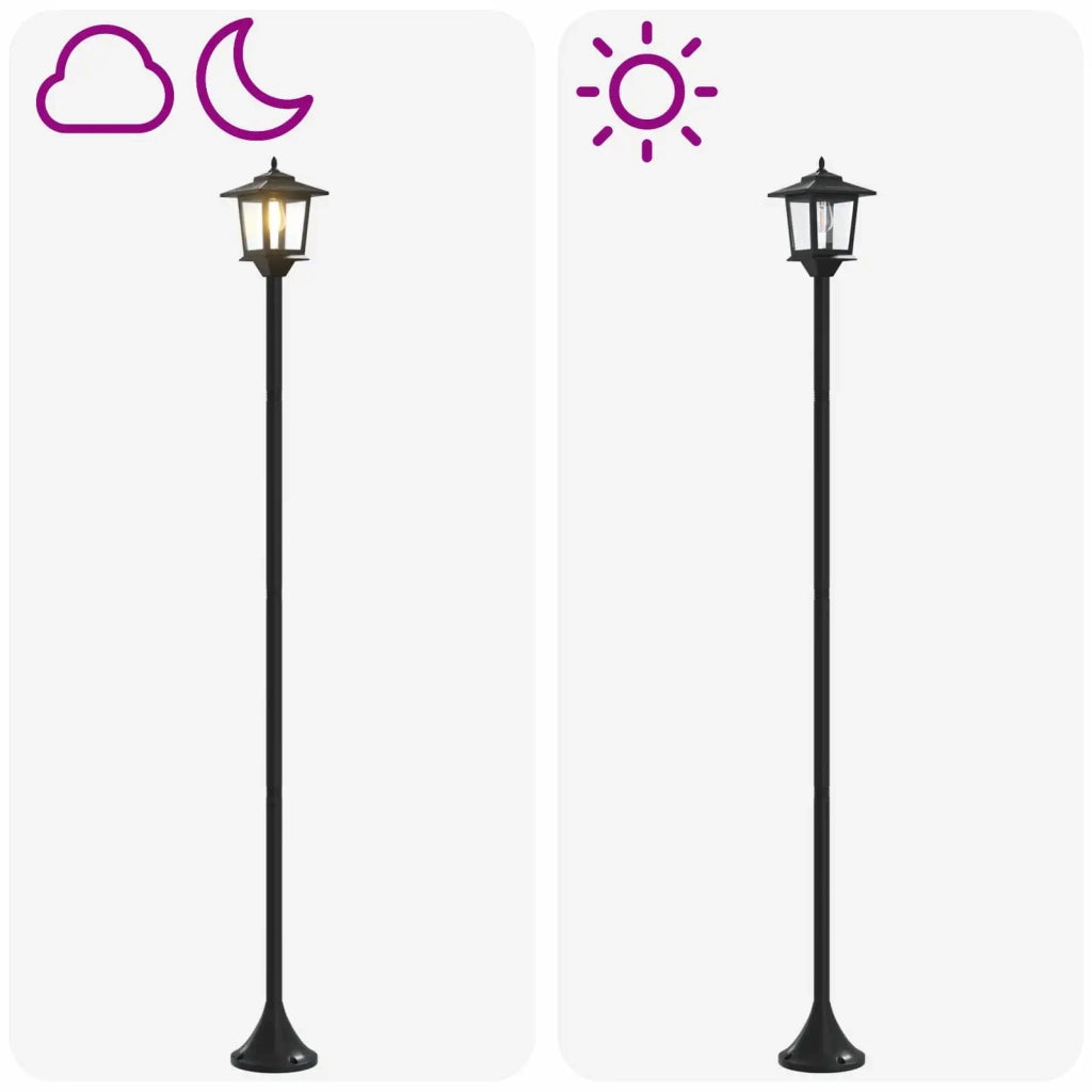 Set di Lampioni with LED Bulb 2 pz Nero 16 x 16 x 156 cm 42042691