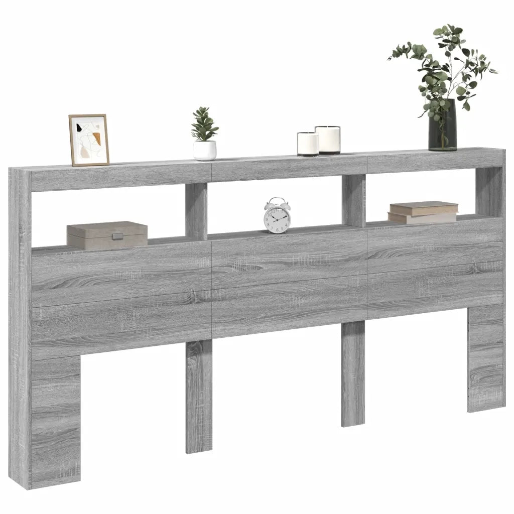 Testiera | Testata con Contenitore a LED Grigio Sonoma 200x17x102 cm