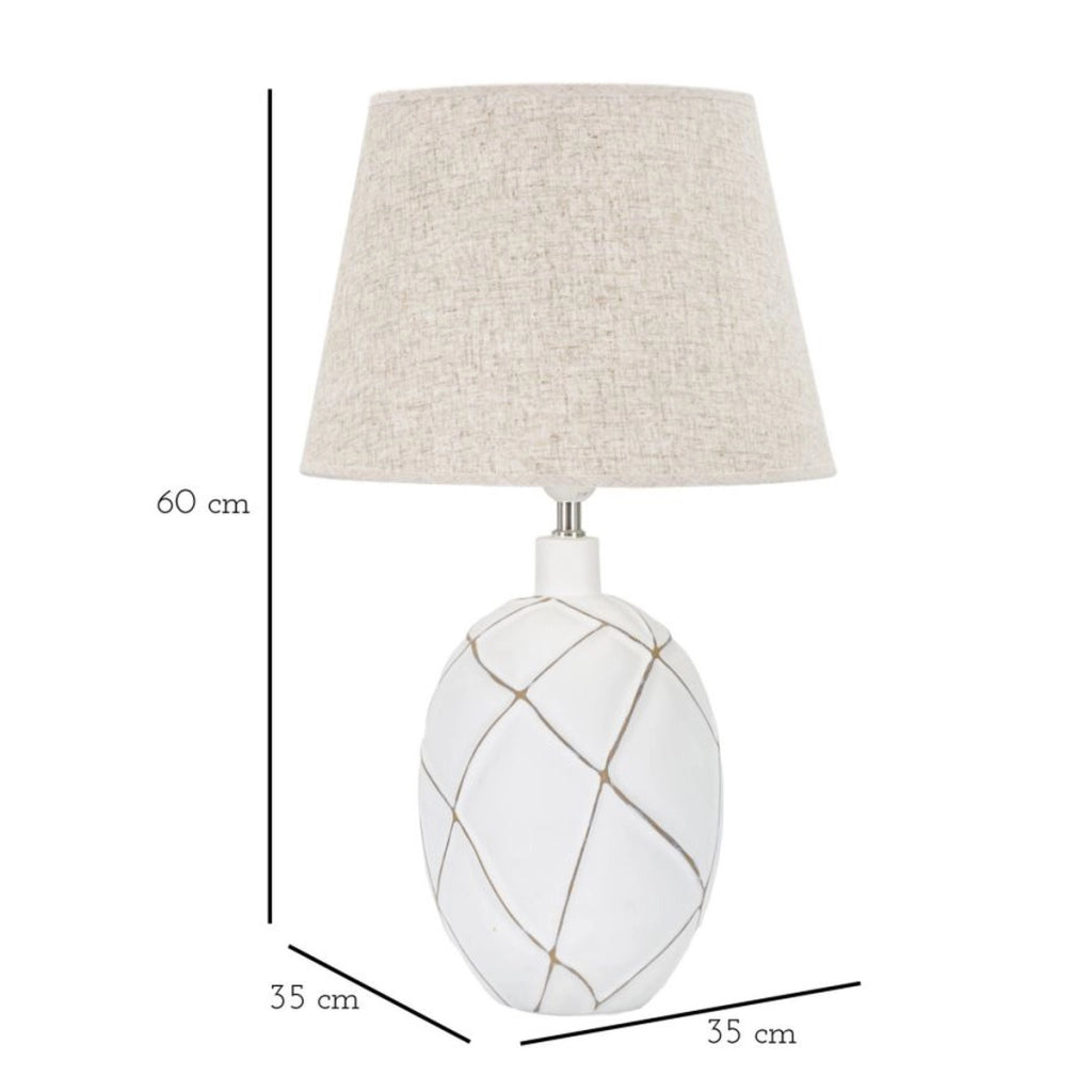 Lampada da Tavolo VKH168, Bianco, Poliresina, 35x35x60 cm