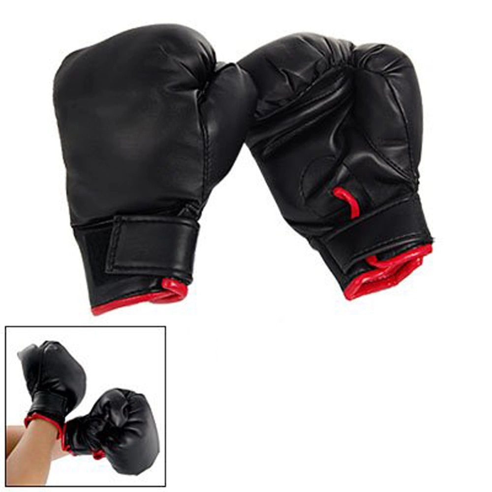 Trade Shop - Guantoni Coppia Paia Guanti Boxe Pugilato Regolabili Misura Bambini Neri -